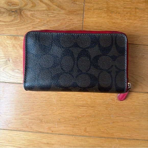 Coach Brown & Red Trim Wallet 6.5” X 4” - Picture 3 of 9